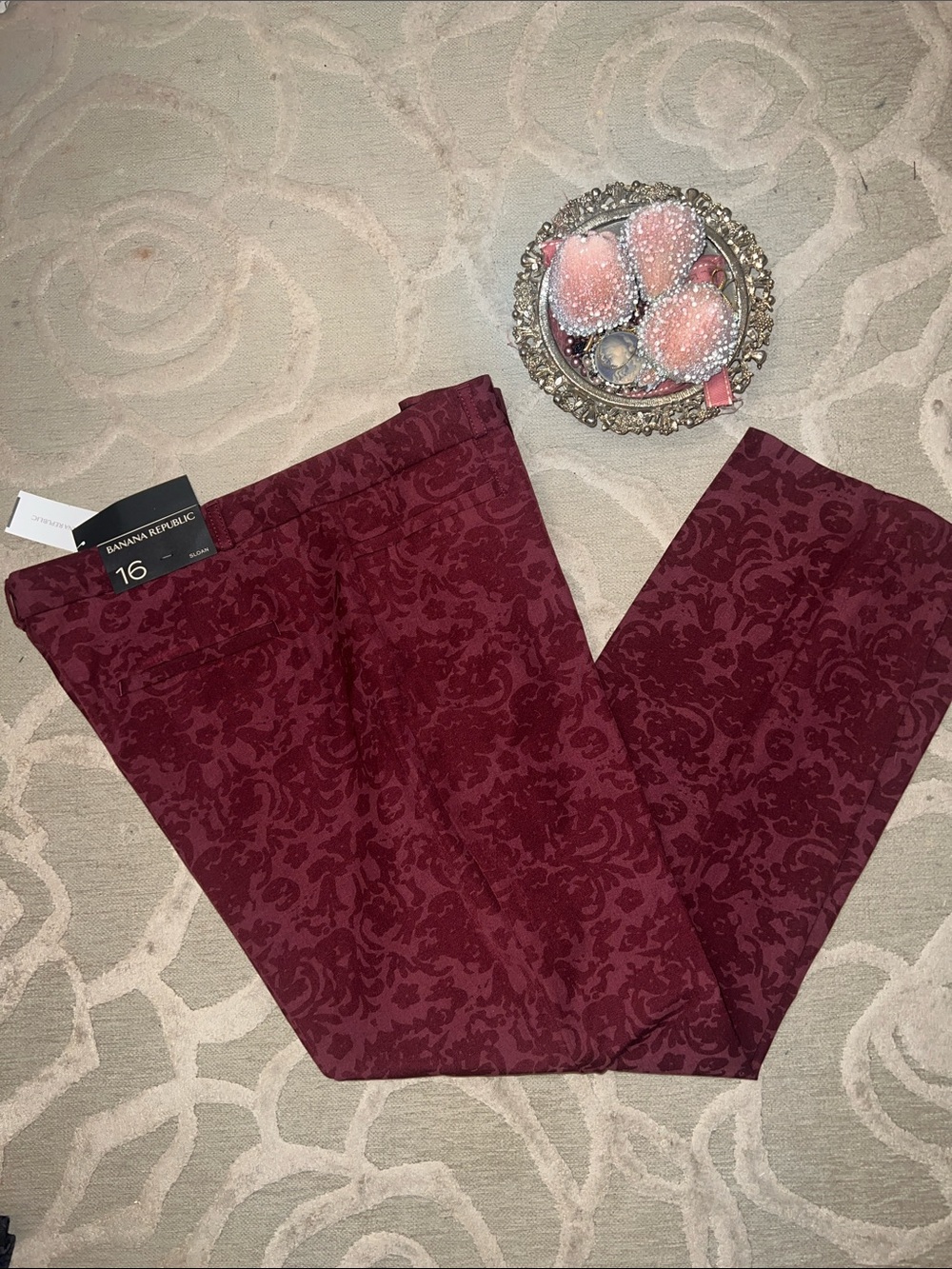 NWT🌷BANANA REPUBLIC🌷Sloan wine swirl rayon cotton pant